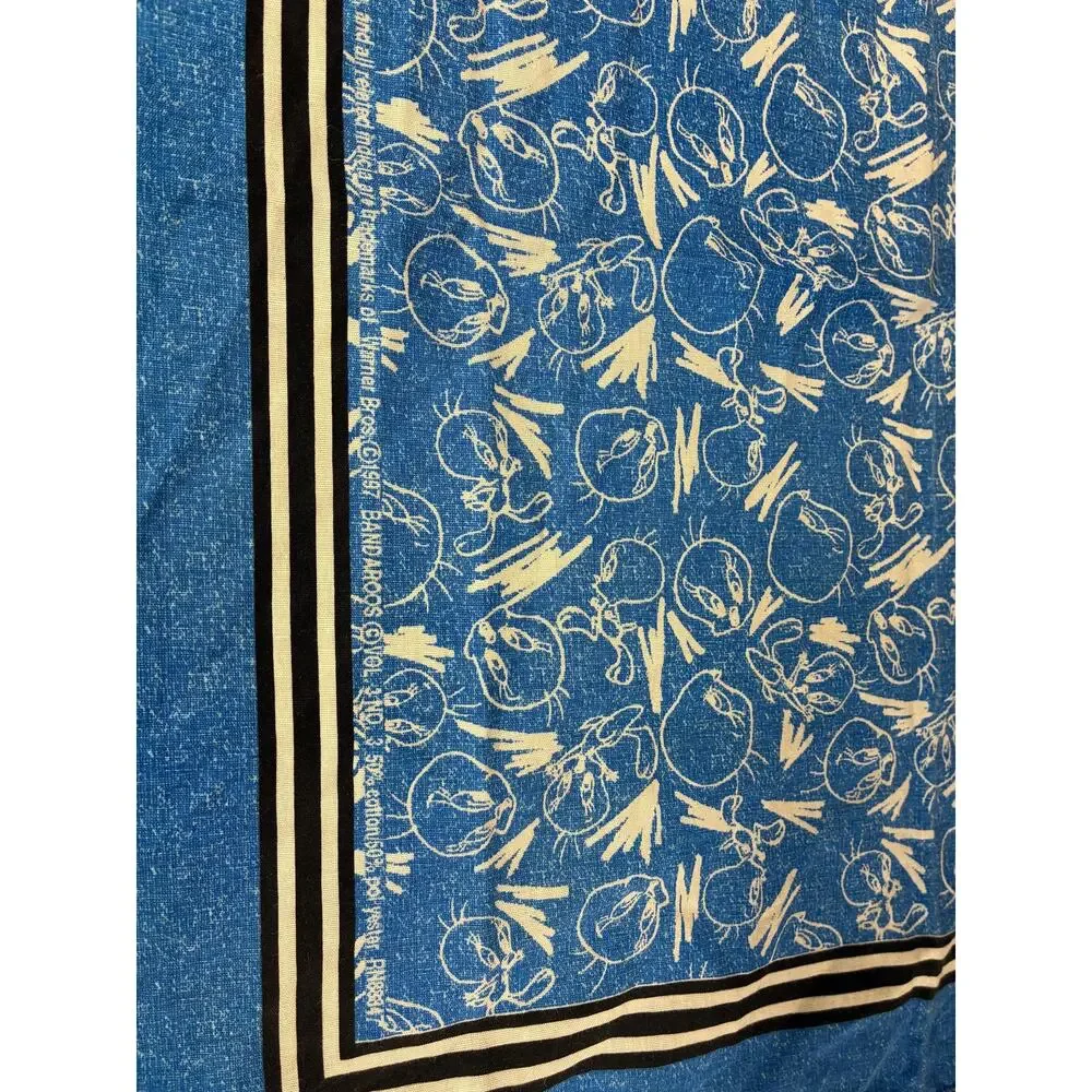 Vintage 1997 Tweety Bird Bandana | Looney Tunes Blues Handkerchief | 21 x 21